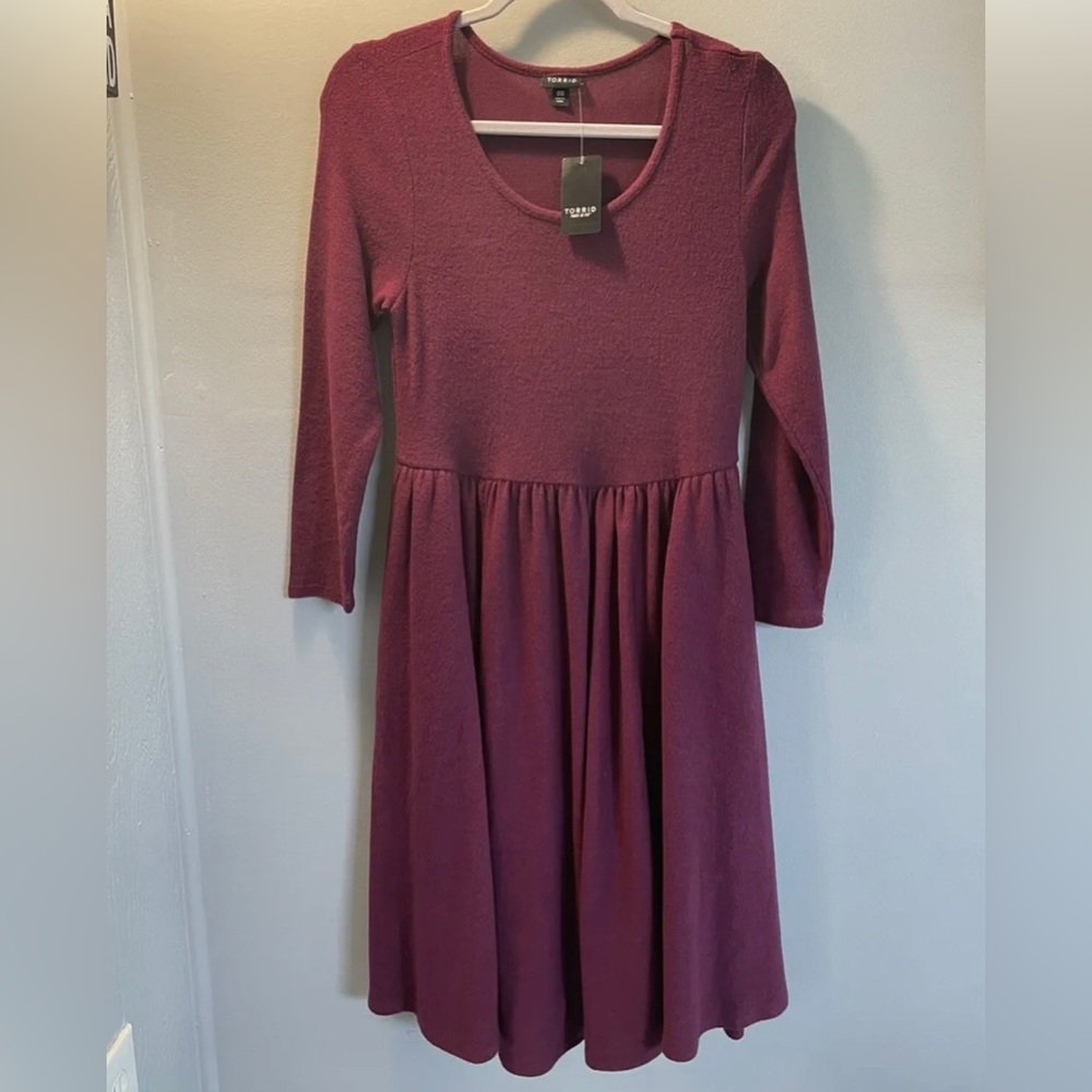 torrid Plum Scoop Neck Long Sleeve Maxi Dress